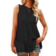 thumbnail image 1 of Gibobby Mujeres Sleeveveless Loose Tank V Cuck Straps Casual Flowy Tunic Camis Top(Negro,XG), 1 of 5