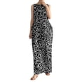 thumbnail image 3 of ZANZEA Women Crew Neck Sleeveless Print Long Dress With Pockets, 3 of 4