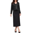 thumbnail image 2 of Blazers de Tweed para Mujeres, Manga Larga, Con Botones, Sin Cuello, Elegante, Casual de Negocios, Chaqueta Cortada XL Negra, 2 of 6