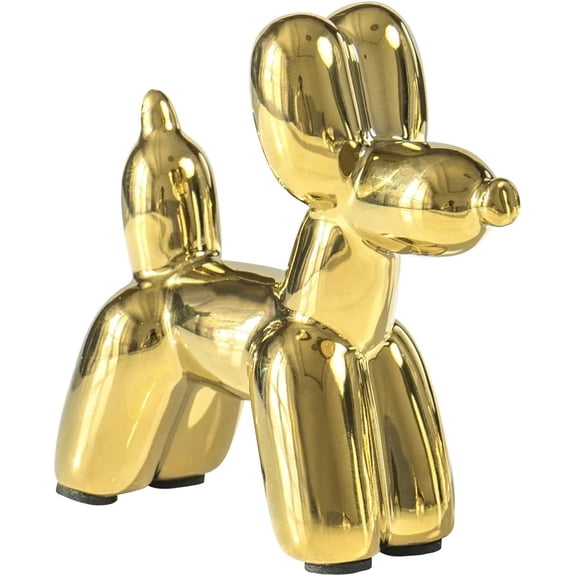 Cute Ceramics Balloon Dog Statue Crafts Gold Living Room Desktop Decorations,Handmade Modern Small Ceramic Animal Statue Ornament Gold Home Decor Accents