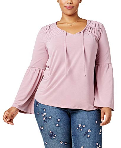 Womens Embroidered Checkered Charter Club Long Flared Sleeve Size 1X NWT NEW $89