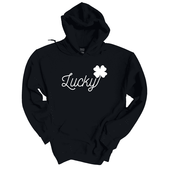 Trenz Shirt Company St. Patrick's Day Lucky Shamrock Long Sleeve Hoodie-Black-5xl