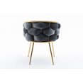 thumbnail image 6 of Luxury Modern Accent Chair, Leisure Velvet Armchair with Thick Woven Backrest and Gold Metal Frame, Upholstered Lazy Person Household Dresser Stool, Manicure Table Back Chair, Dining Chair, Black, 6 of 7