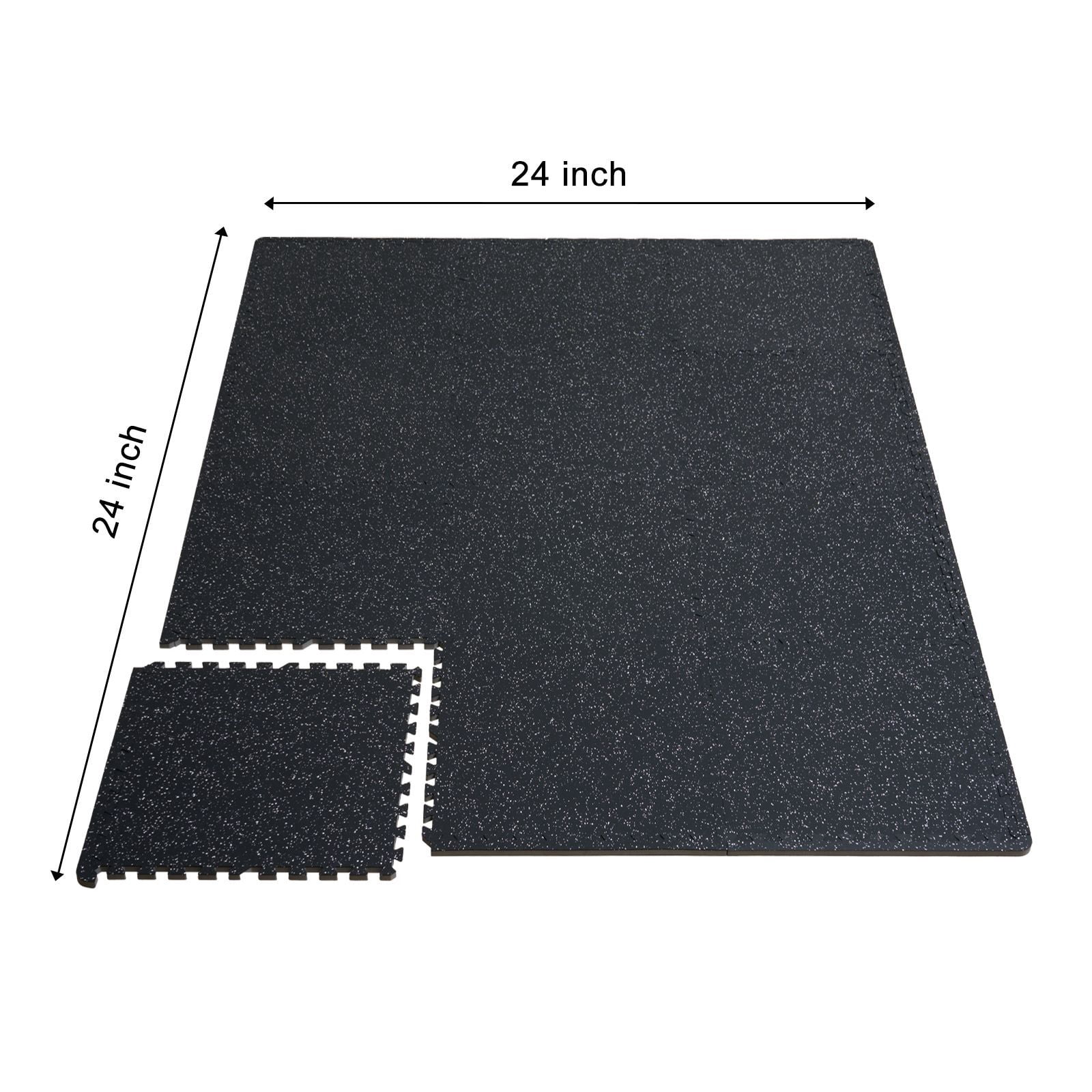 Dranite Gym Flooring Tiles 0.56" Thick, 12-Pack 25"x25" EVA Foam with Rubber Top,48 sq.ft