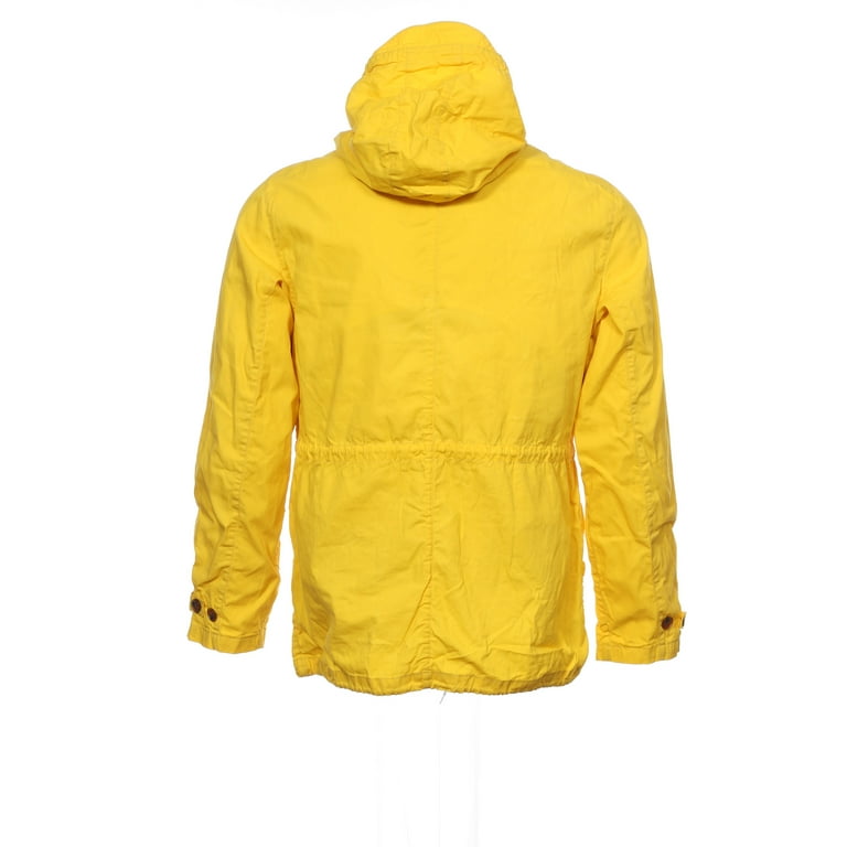 French Connection Delta Waxed Wolf Hood Mens Rain Jacket Large Yellow