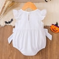 thumbnail image 7 of Baby Onesies Girl Baby Girl Outfit Infant Halloween Embroidery Romper Bowknot Fly Sleeve Gingham Print Jumpsuit, 7 of 7