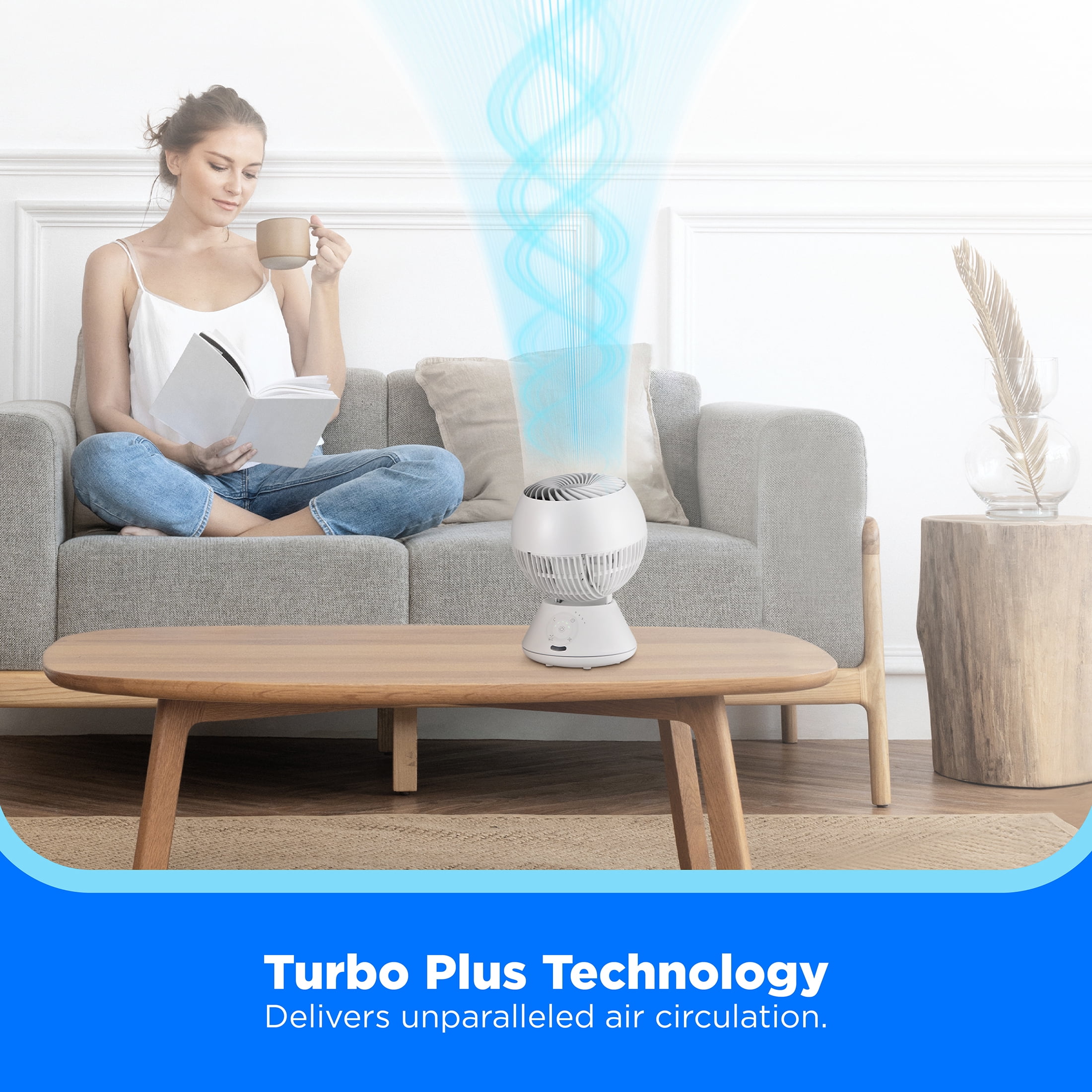 Midea Smart TurboBreeze Globe Air Circulator, 5 speeds with Remote, White