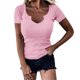 thumbnail image 1 of Eres Más Que una Camisa de Puntuación de Prueba Sexy de Manga Corta Lentejuelas Suelta Camisa de Blusa con Cuello en V, Poliéster, 1 of 5