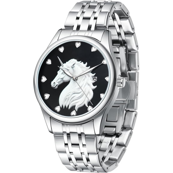 Men's Watch, Wacth Man Culture Themed Dial, Stainless Steel Casual Wrist Watch for Men, Luminous Hands, Date Display, Water-Resistant Analog with Mixed-Tone Bracelet