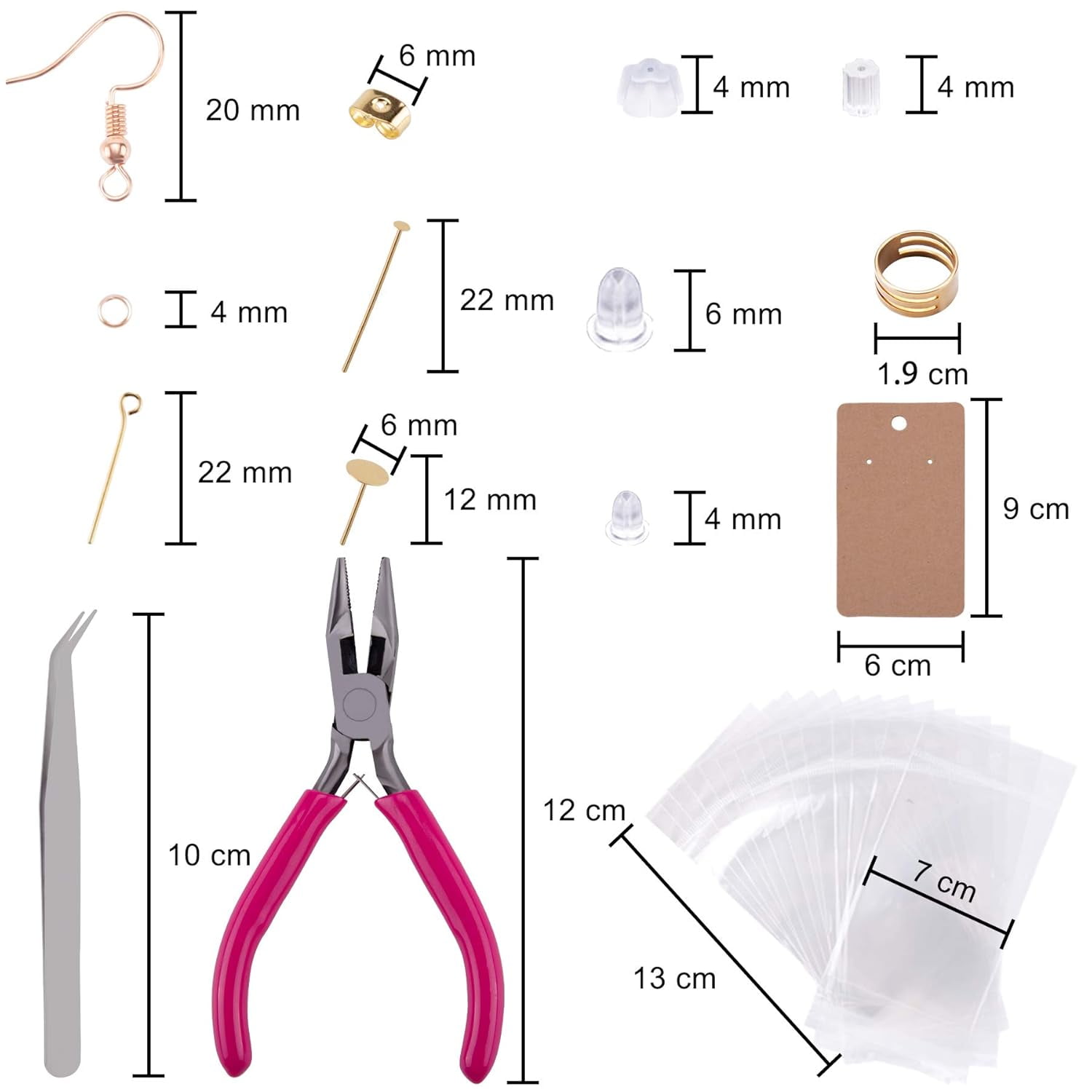 SONGAUN 4240 Pcs Earring Making Supplies Kit Earrings Hooks Jump Rings Earring Backs Earring Cards Earring Posts Eye Pins Jewelry Plier Tweezers Jump Ring Opener for Earrings Making and Repairing