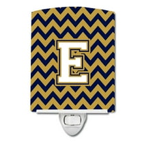 Caroline's Treasures CJ1057-ECNL Letter E Chevron Navy Blue and Gold Ceramic Night Light, 6x4x3", multicolor