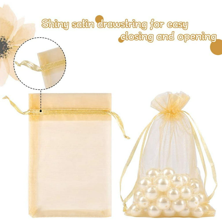 HRX Package 100pcs White Organza Jewelry Bags Drawstring 3 x 4 inch, Little  Mesh Gift Pouches Mini Candy Bags for Small Presents Jewelry Earrings