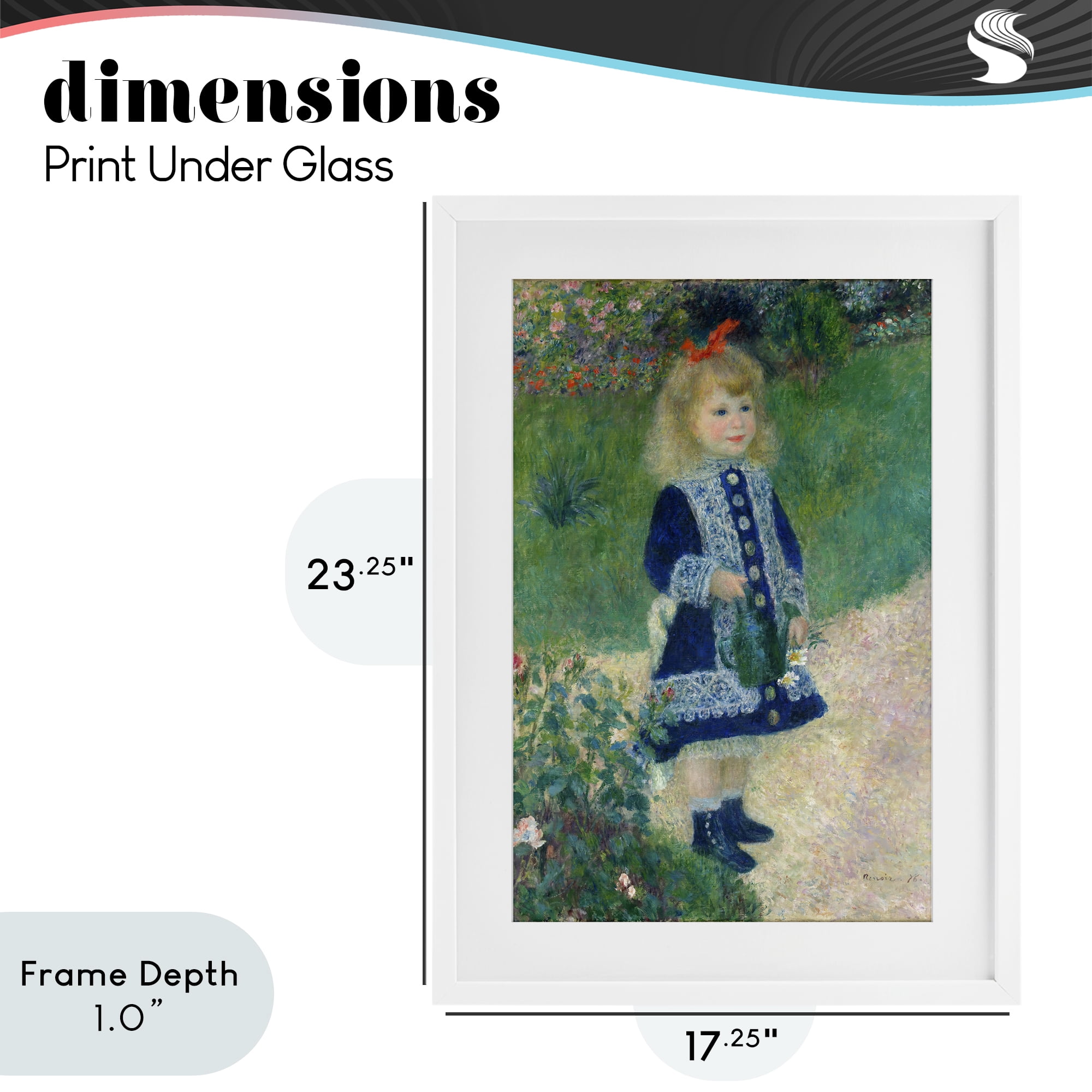 Stupell Industries Girl With Watering Can White Framed Print Under Glass, design by Tina LeCour