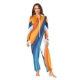 thumbnail image 2 of FORMRS Onesies Pajama for Adults Unisex Hoodie Winter Jumpsuit One Piece Sleepwear, Sizes S-2XL, Orange Abstract Wavy, 2 of 7