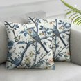 thumbnail image 3 of PIKWEEK Chinoiserie Pillow Covers Set of 2  Blue Birds Flowers Cotton Linen Decorative Throw Pillow Case Blue and White Square Cushion Cover for Bedroom Sofa Living Room Couch Chair Office White, 3 of 7