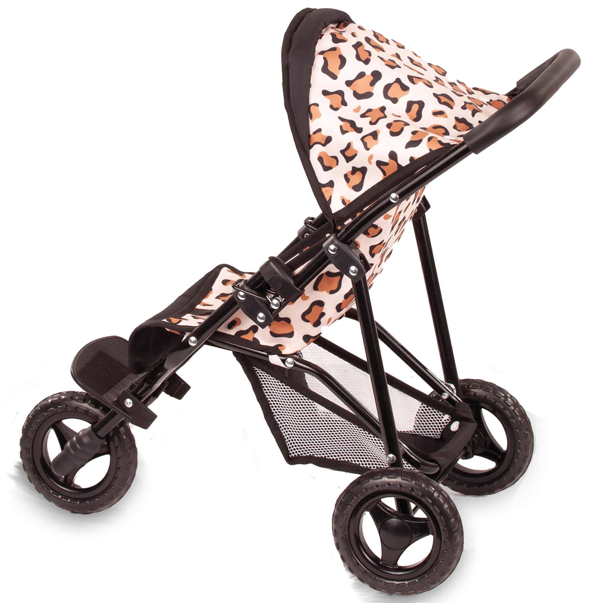 Gotz: 3‑Wheel Doll Buggy - Little Tiger - Animal Print, Foldable Toy Stroller, Push Jogger, Adjustable Sunshade, Storage, Dolls Up to 19.5", Kids 3+