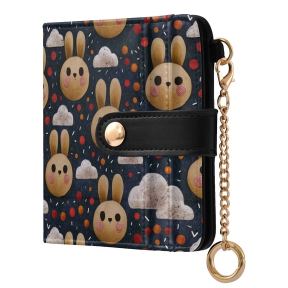 Womens Wallet PU Leather Bifold Small Purse with RFID Blocking Credit Card Holder Cloud Rabbit