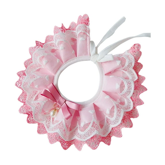 Pet Saliva Towel Soft Comfortable - Exquisite Fake Pearl Decor Bowknot - Pet Dog Cat Lace Neck Scarf - Pet Supply