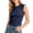 Navy, variant on Women's Tank Top Round Neck Sleeveless Threaded Undershirt Camisole Outerwear Innerwear Top Dark Gray XXL