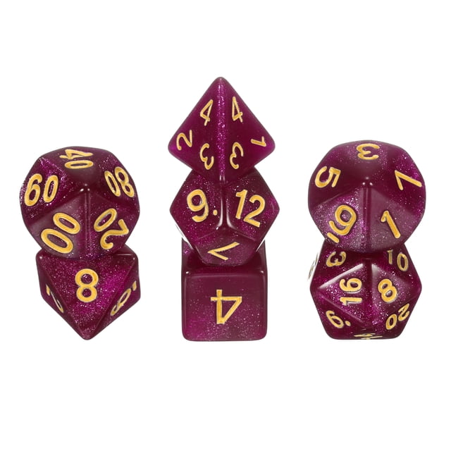 Polyhedral DND Dice Set, 7 Pcs DND Acrylic Dice for RPG Role Playing Table Games Tabletop Gaming Accessories, Sparkling Red