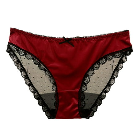 

BIZIZA Womens Briefs Lace Seamless Panties Breathable Comfort Sexy Red Free Size