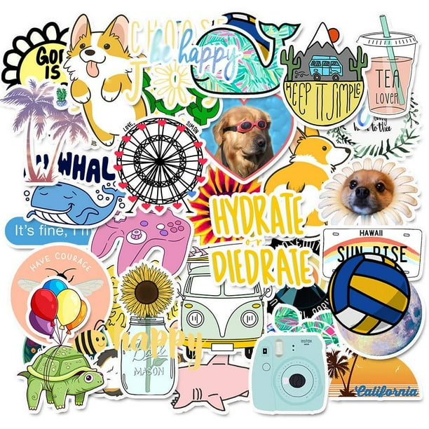 mai zi stickers for water bottles 50 pcs vsco stickers laptop stickers pack cute aesthetics stickers for teens girls 50 pieces series 16 walmart com