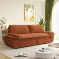 thumbnail image 3 of 73.2 Inch Queen Pull Out Sofa Bed, 3-in-1 Convertible Sleeper Velvet Loveseat for Living Room, Guest Room, Apartment, Orange, 3 of 10