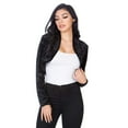 thumbnail image 2 of Fashion Secrets Women's Collarless Velvet Velour Bolero Shrug Cardigan (Medium, Black), 2 of 5