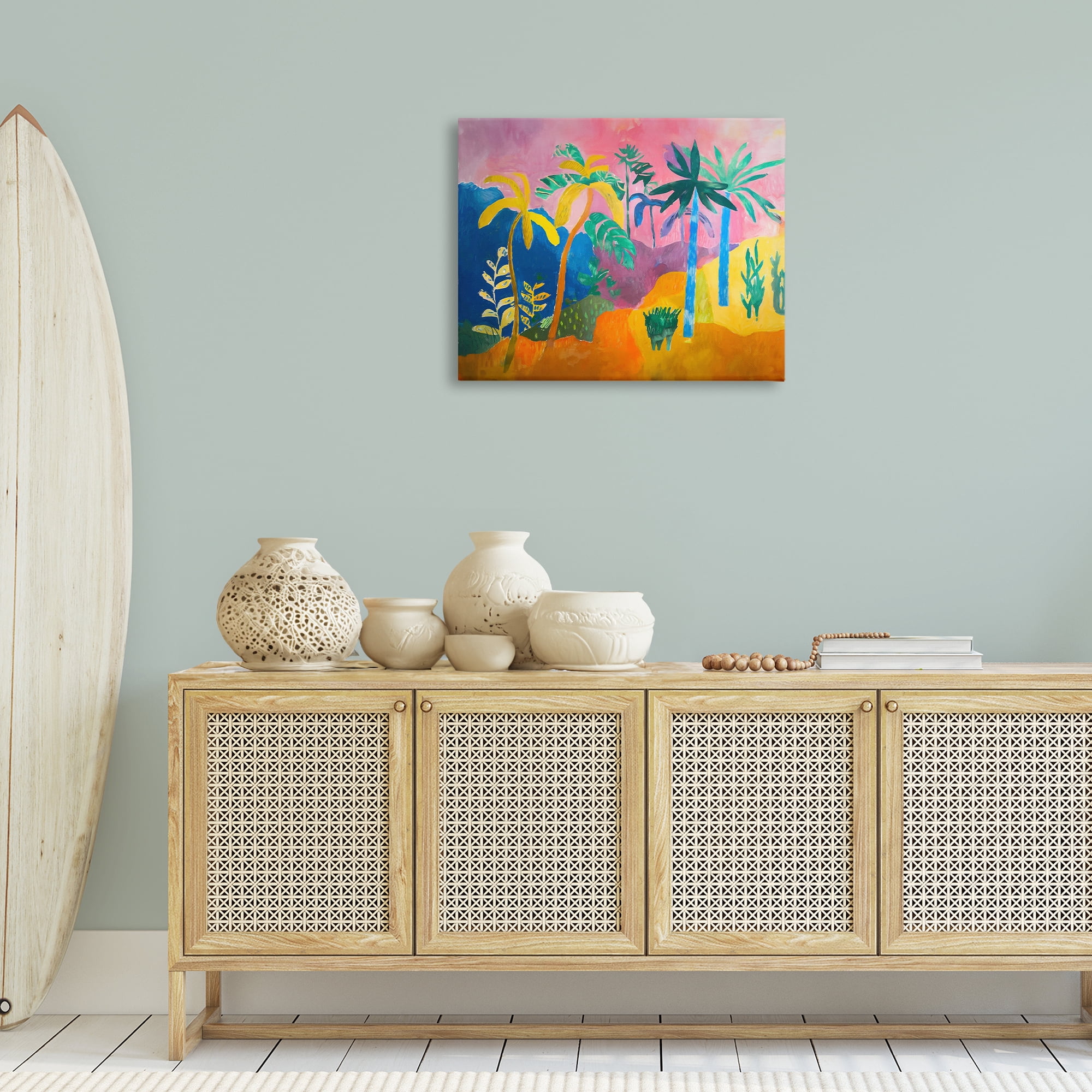 Stupell Industries Vivid Tropical Palms Coastal Painting Gallery Wrapped Canvas Art Print Wall Art, 30 x 24