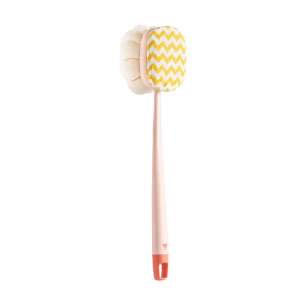 Esponja vegetal para la espalda Cepillo corporal para la ducha con mango largo y esponja de malla suave para mujeres Exfoliante corporal Masaje para el baño