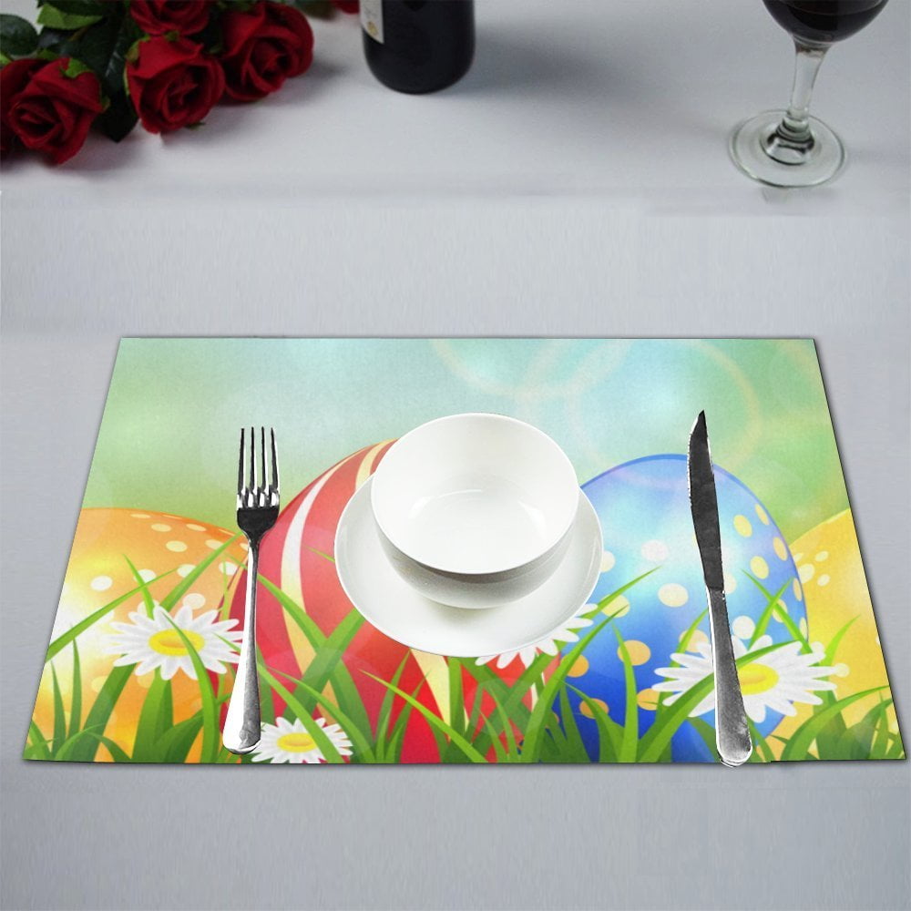 MYPOP Happy Easter Colorful Eggs Kitchen Table Mat Placemats for Dining