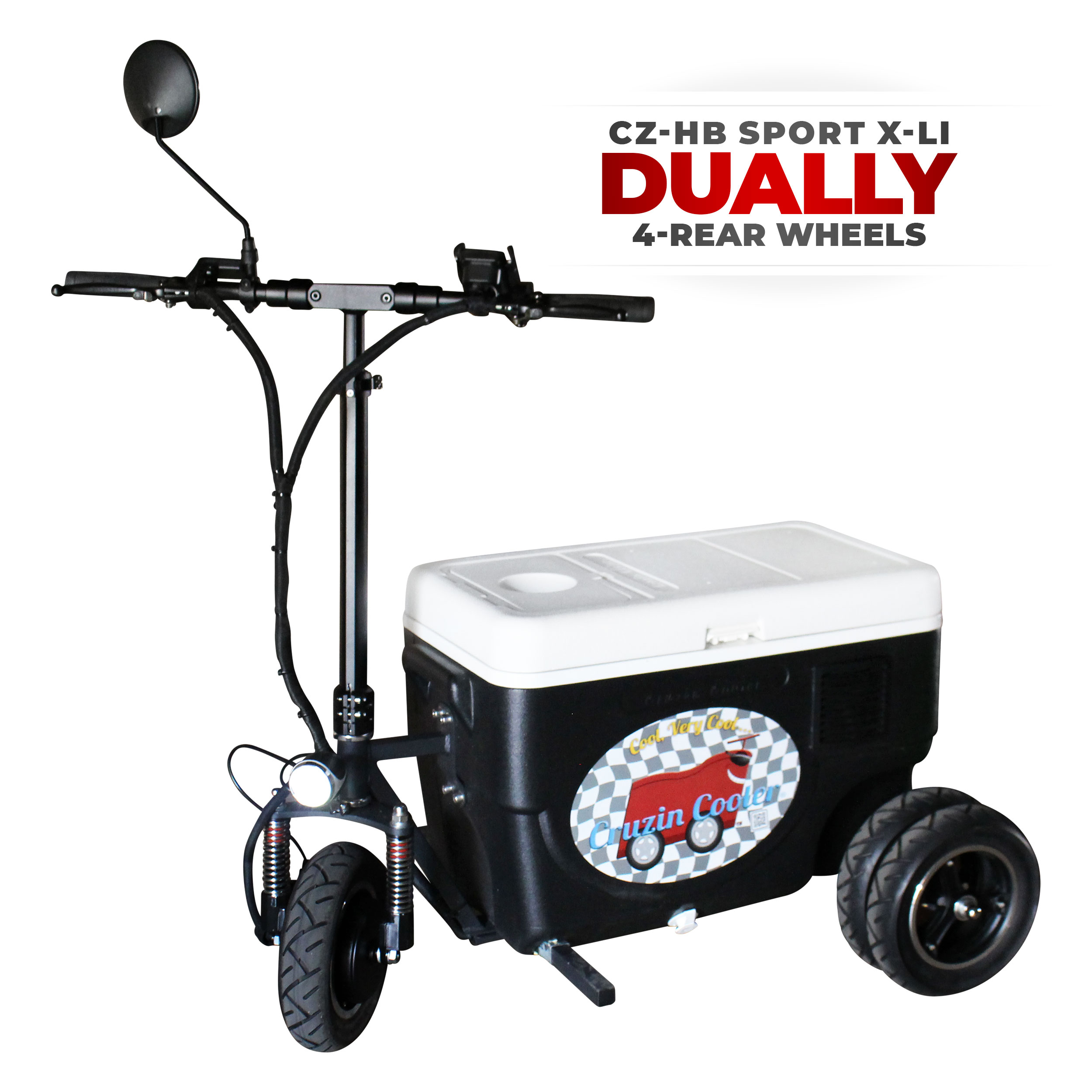 Cruzin Cooler CZHB Sport XLi Dually Black Motorized Ice Chest Scooter