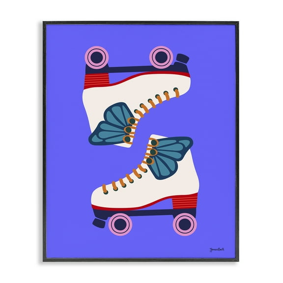 Stupell Industries Bold Roller Skates Entertainment Painting Black Framed Art Print Wall Art, 11 x 14
