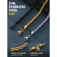 thumbnail image 6 of PROSTEEL Mens Necklace 14K Gold Plated Rope Chain for Men Gift 6mm 20 Inch Stainless Steel Twist Chain Necklace 14K Gold Plated for Boyfriend Husband Birthday Father Day, 6 of 7
