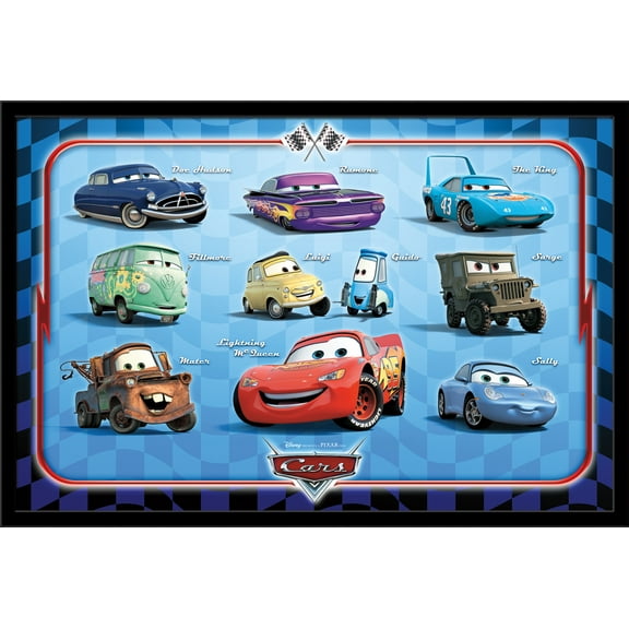 Disney Pixar Cars - Group Wall Poster, 22.375" x 34", Framed