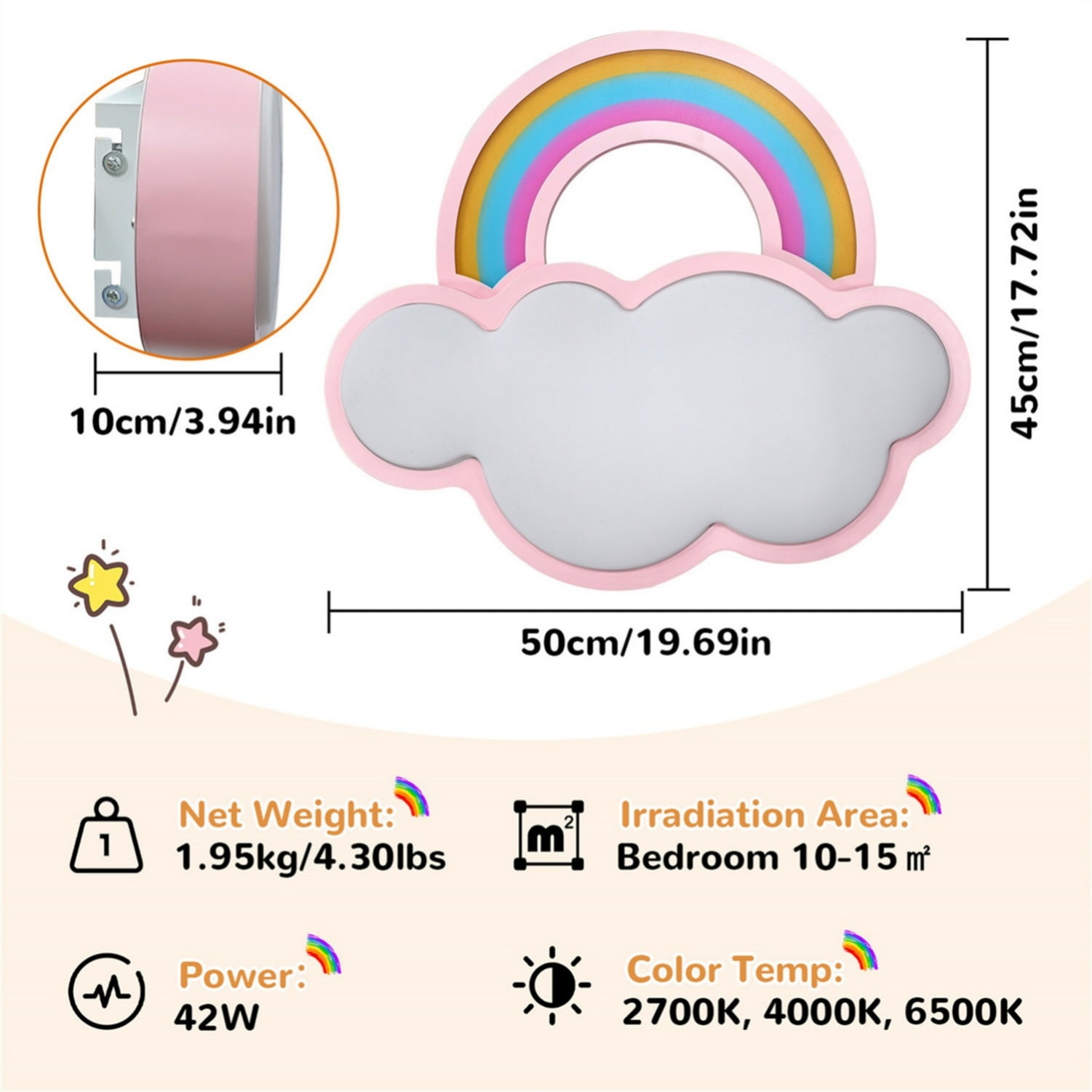 LUVODI Modern Ceiling Light Cloud Dimmable LED Chandelier Pendant Lamp For Kids Bedroom, Pink