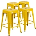 thumbnail image 2 of Flash Furniture 4 Pack Commercial Grade 24" High Backless Yellow Metal Indoor-Outdoor Counter Height Stool with Square Seat, 2 of 14