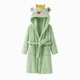thumbnail image 2 of Gibobby Kids Coral Fleece Bathrobe,Soft Plush Hooded Robe with Adjustable Belt,Cartoon Print,for Boys Girls 12 Months -12 Years,Warm Loungewear Shower Robe Kids Toddler Pajamas,Green,Size 9-12T, 2 of 4