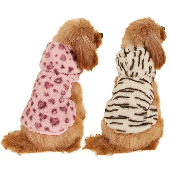 Xmarks Sherpa Hoodies 2 Pack – Soft, Leopard Dog Clothing – Warm, Winter Clothes for Puppies, Small Dogs XL