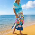thumbnail image 4 of FUIALDOLG Flower Fluid Womens Swimsuit Coverup Summer Long Maxi Button Down Bikini Beach Bathing Suit Cover Up Dress, 4 of 6
