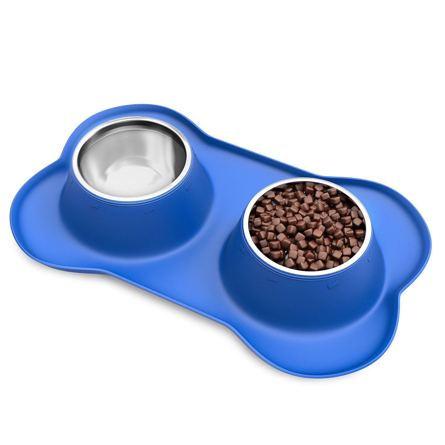 Stainless Steel Pet Bowls for Dogs and Cats Set of 2 Dishes for Food and Water in Non Slip No