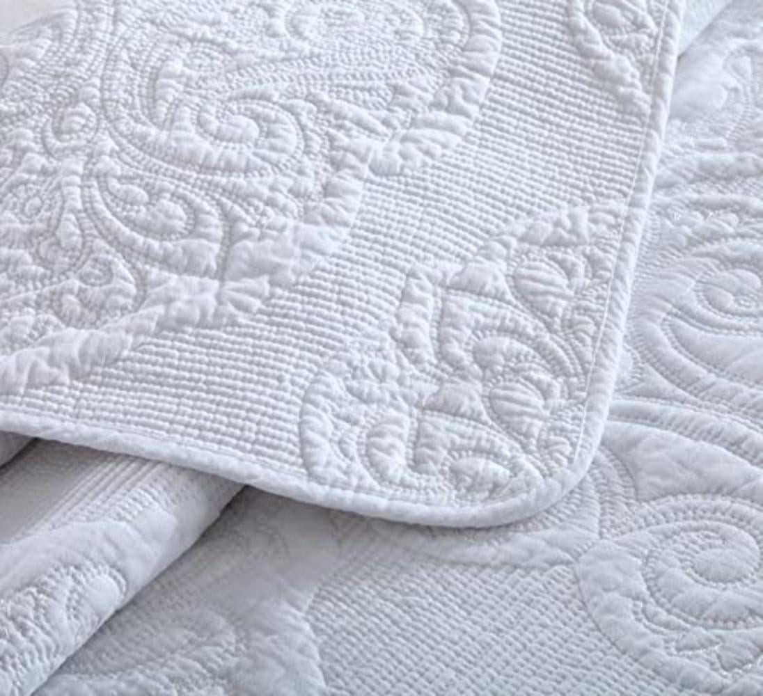 DBOZE 100% Cotton Lightweight Embroidered Quilt Set – Soft, Cozy Bedspread, High-Density Fabric, King/Cal King, White