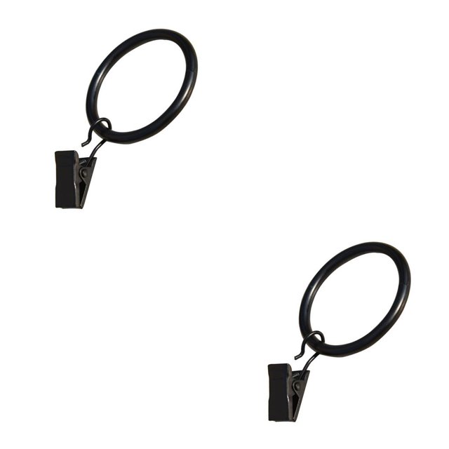 jesticaly 10 Pcs Rustproof Curtain Rings Home Decoration Shower Curtain Rings Clamps Drapery Clips Bath Curtain Rod Clips Window Accessoy Black 3.5mm*25mm 2Set