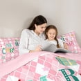 thumbnail image 5 of Homewish Girls Christmas Gifts Queen Comforter Set,Merry Xmas Bedding Sets,Pink White Rhombus Bedding Comforter Set For Girl,Microfiber Bedroom Decor Reversible,3pcs, 5 of 8