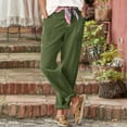 thumbnail image 5 of Outfmvch Ankle Pants for Women Women High Waisted Wide Leg Drawstring Elastic Waist Flowy Pants for Women Petite Loose Flowy Pants Boho Pants for Women 2026 Palazzo Pants with Pockets Green S-5XL, 5 of 7