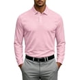 thumbnail image 2 of Long Sleeve Polo Shirt for Men Golf Shirt with Collar 3-Button Placket, 2 of 7