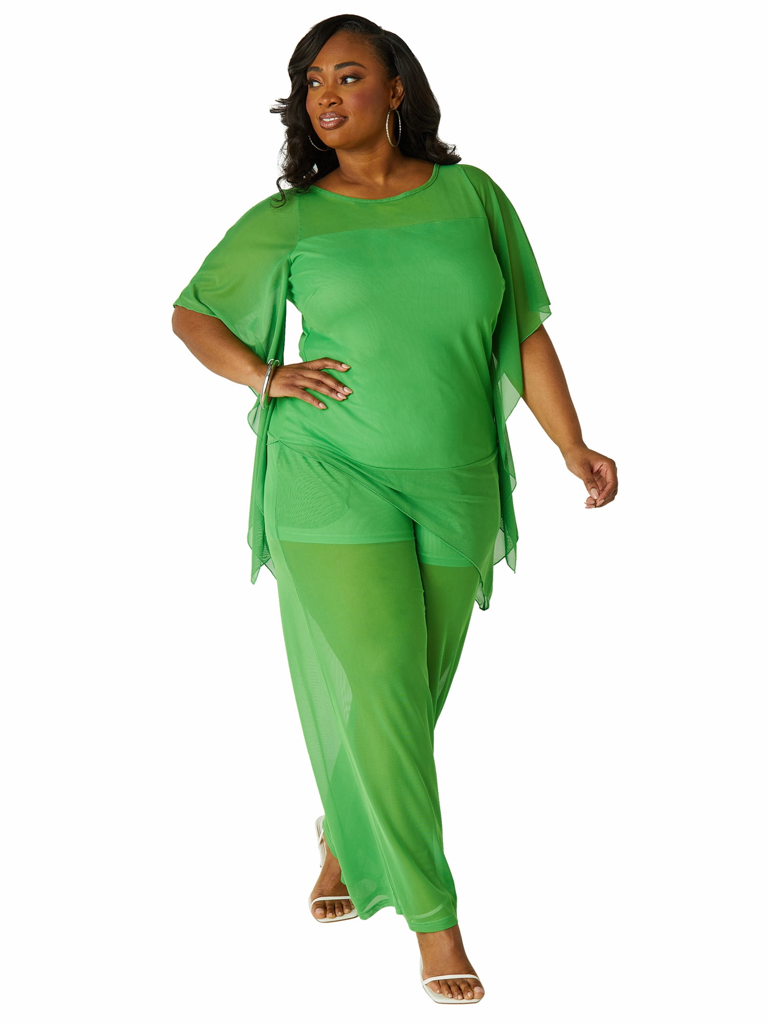 Ashley Stewart Women's Plus Easy Pull On Mesh Pant, Sizes 10/12-26/28