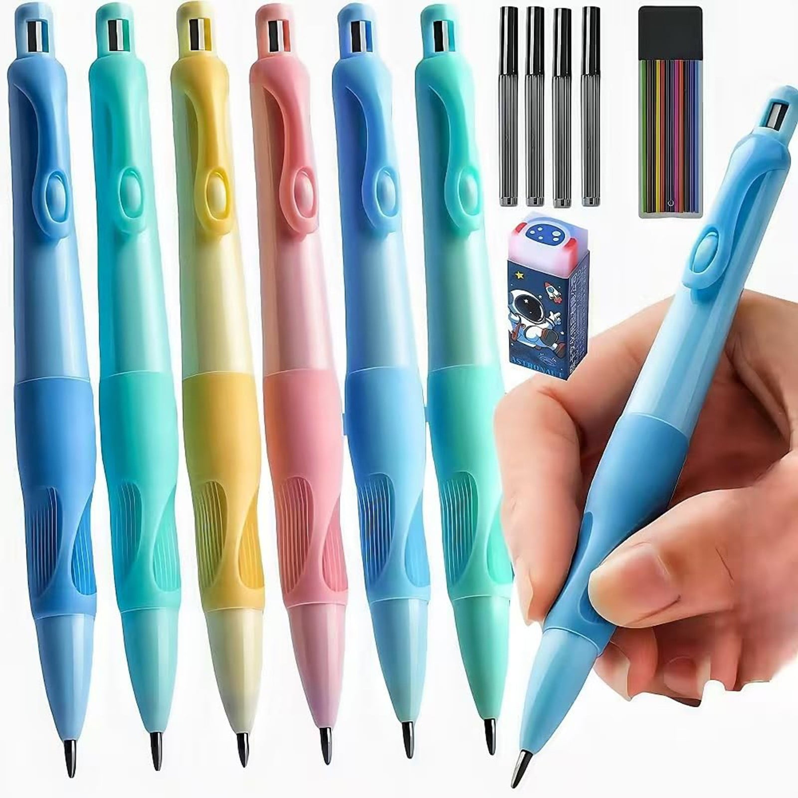 Handwriting Thick Mechanical Pencils with Grip, Ongmies Automatic Pencil with Refills Mechanical Pencil for Writing Drawing Sketching Mechanical Pencil Refills