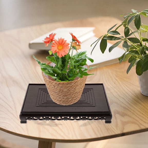 WEUVEB Rustic Black Plastic Plant Stand for Home and Garden, Indoor Outdoor Flower Pot Holder, and Stylish Display Rack