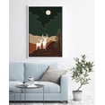 thumbnail image 1 of PixonSign Framed Wall Art Print Set Two Deer in The Golden Night Forest Animals Wilderness Illustrations Modern Art Farmhouse/Country Colorful Dark for Living Room, Bedroom, Office - 16"x24" White, 1 of 5